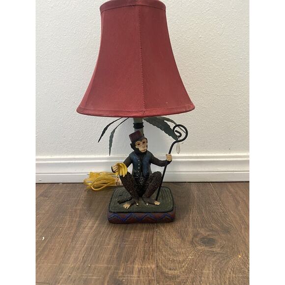 Vintage Bellhop Monkey Lamp Holding Bananas Hand Painted - Picture 1 of 10